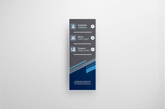Signage Airport Wayfinding Grey Blue 45x120cm
