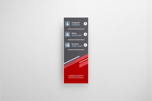Signage Airport Wayfinding Grey Red 45x120cm