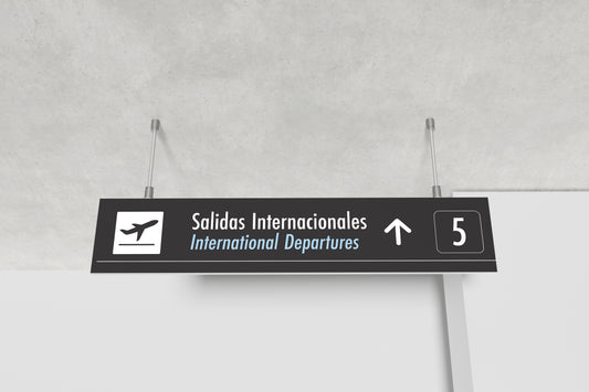 Signage Airport Inernational Departures Grey 300x50cm