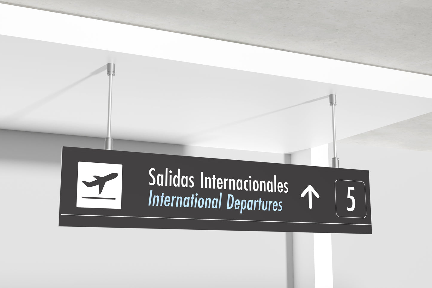 Signage Airport Inernational Departures Grey 300x50cm