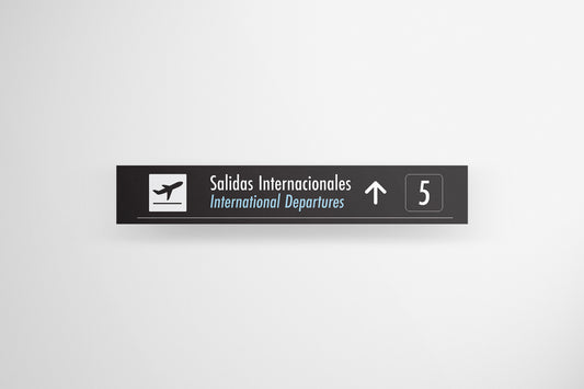 Signage Airport Inernational Departures Grey 300x50cm