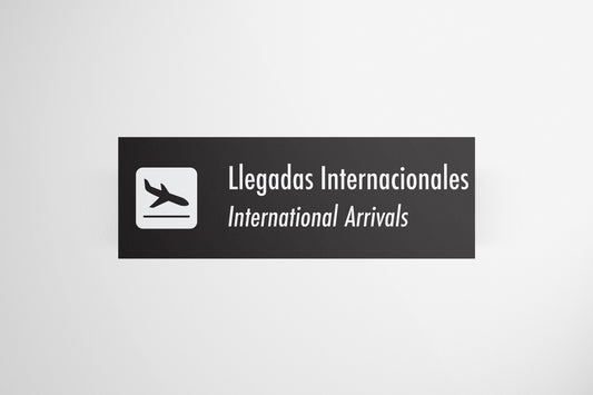 Signage Airport International Arrivals Grey 117.3x40cm