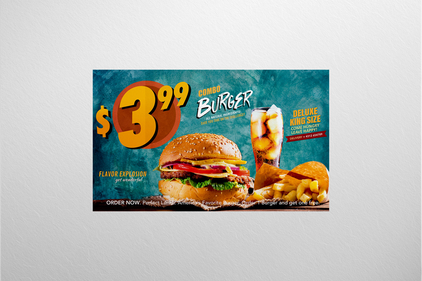 Sign Advertisement Burger Blue 331x192cm