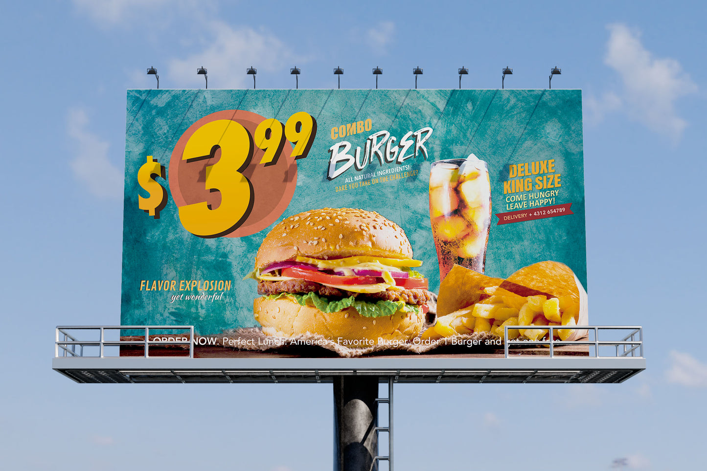 Sign Advertisement Burger Blue 331x192cm