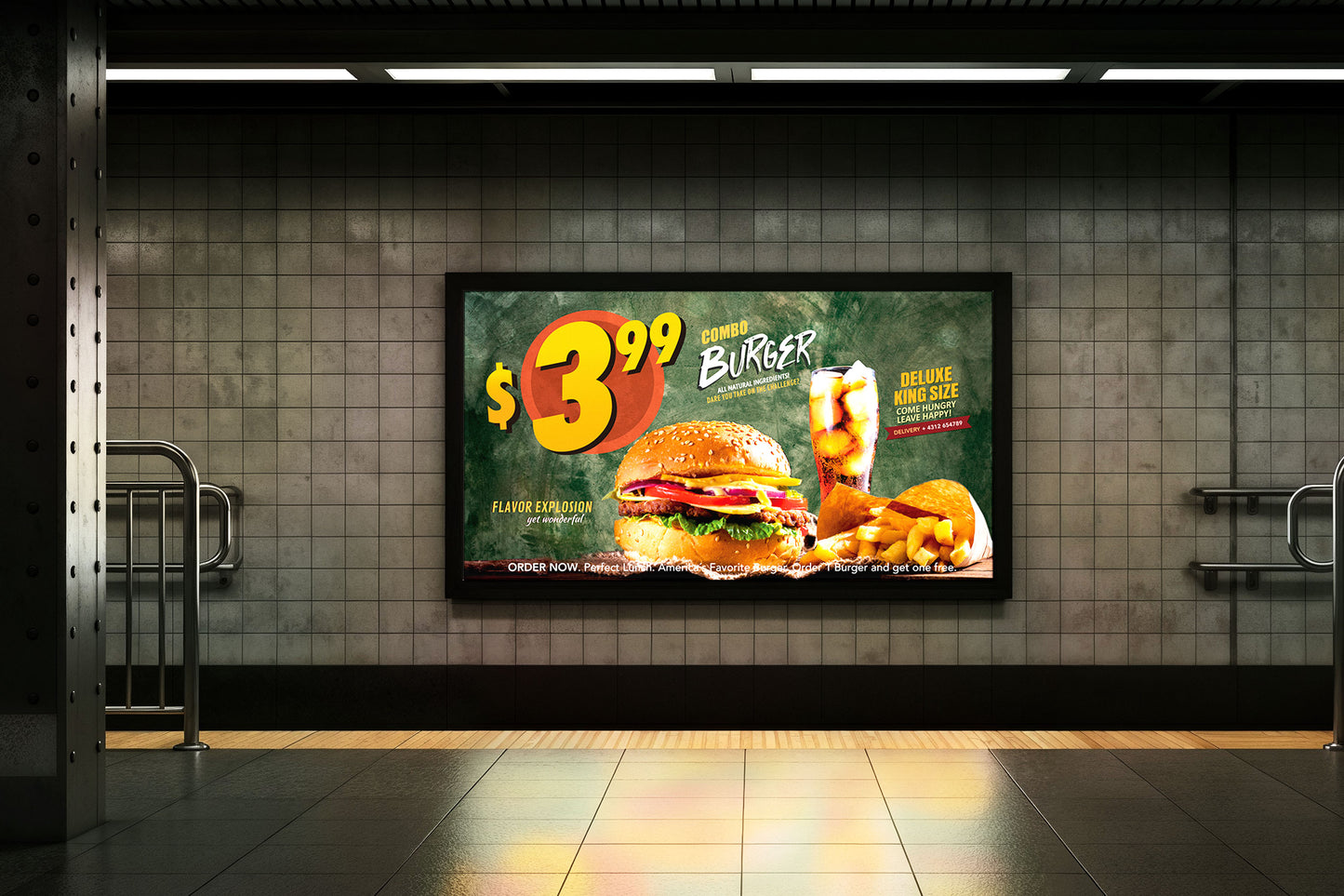 Sign Advertisement Burger Green 341x193cm