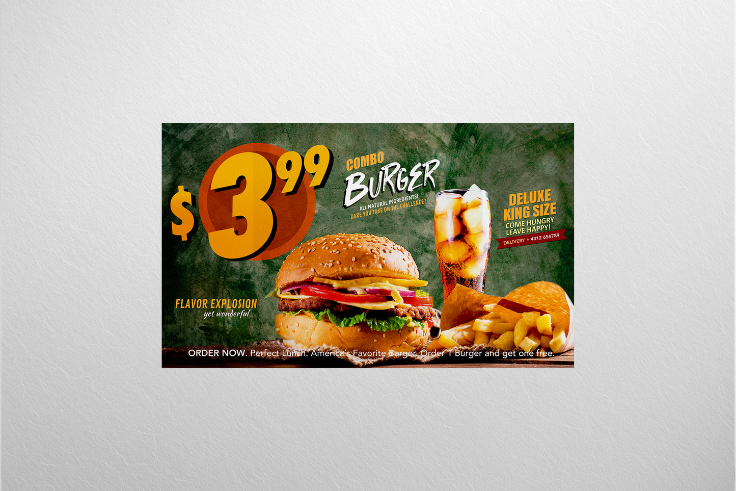 Sign Advertisement Burger Green 341x193cm