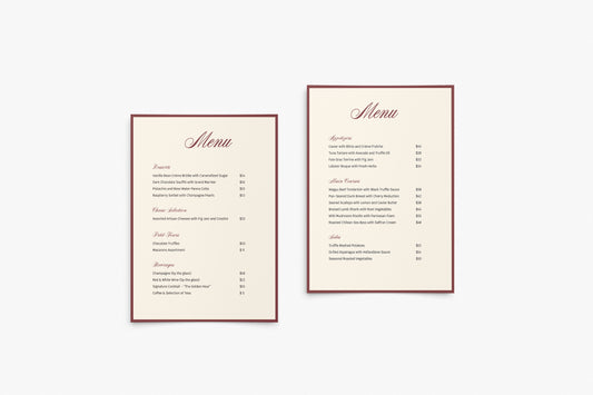 Prop Menú Restaurant 21.5x27.9cm