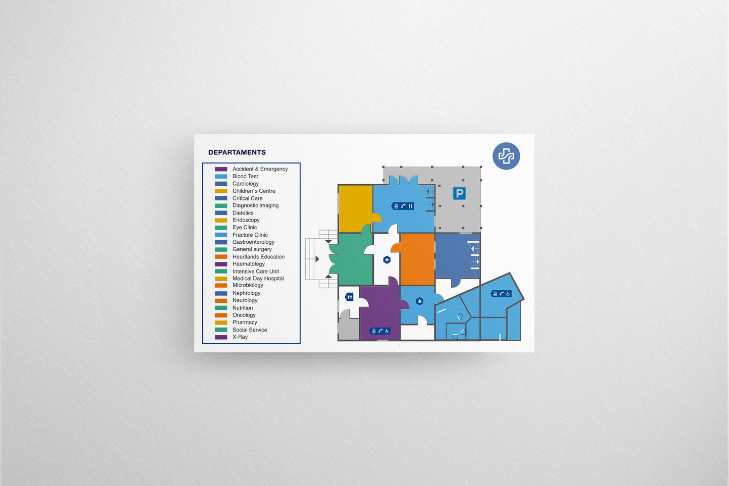 Signage Hospital Departaments Map Horizontal 130x83cm