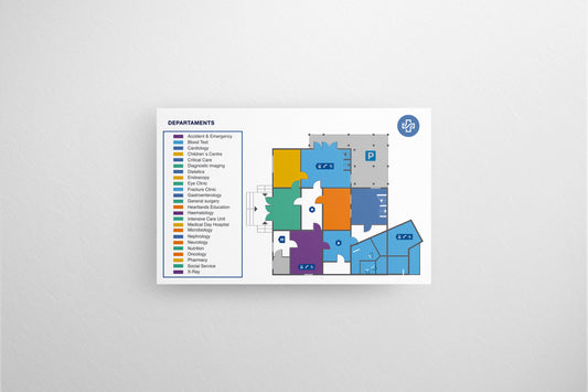 Signage Hospital Departaments Map Horizontal 130x83cm