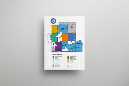 Signage Hospital Departaments Map Vertical 61.2x81.2cm