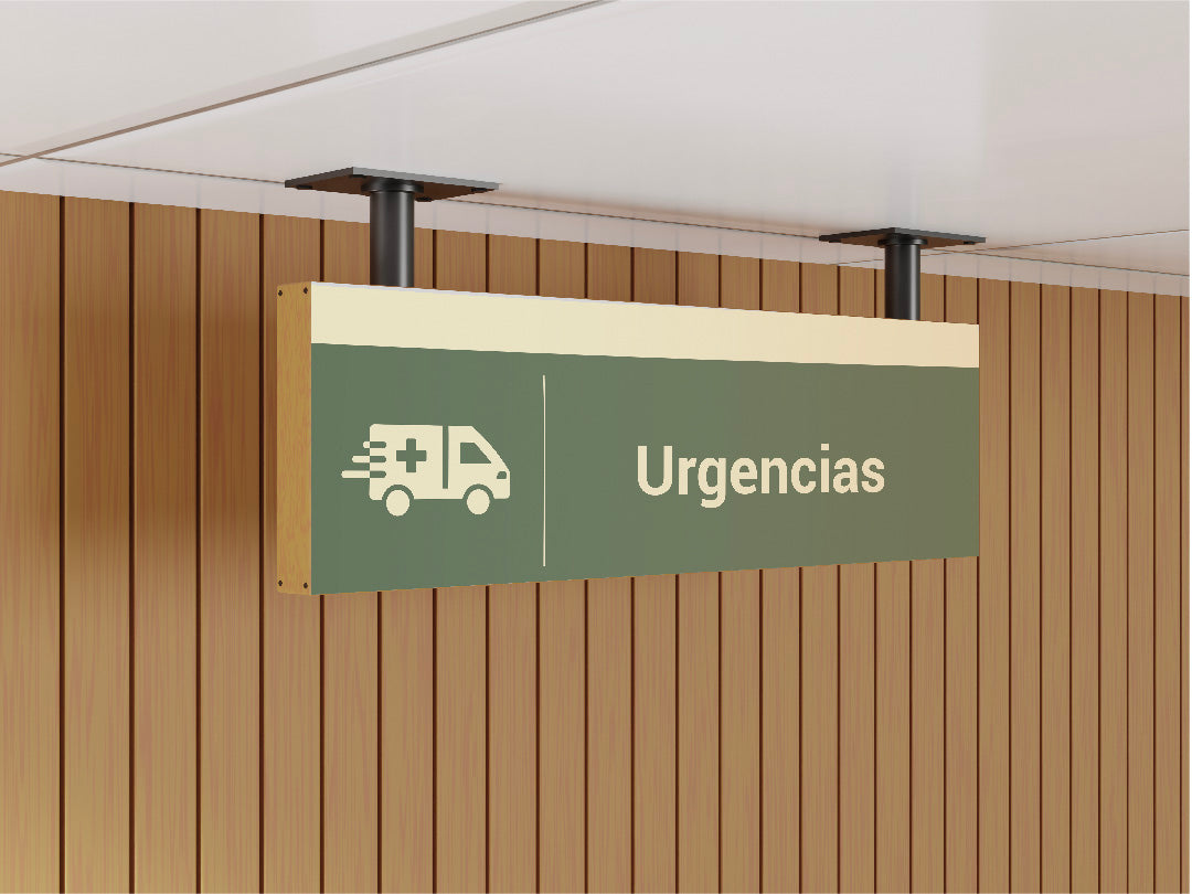 Signage Hospital Emergencies Urgencias Green 43.1x15.3cm