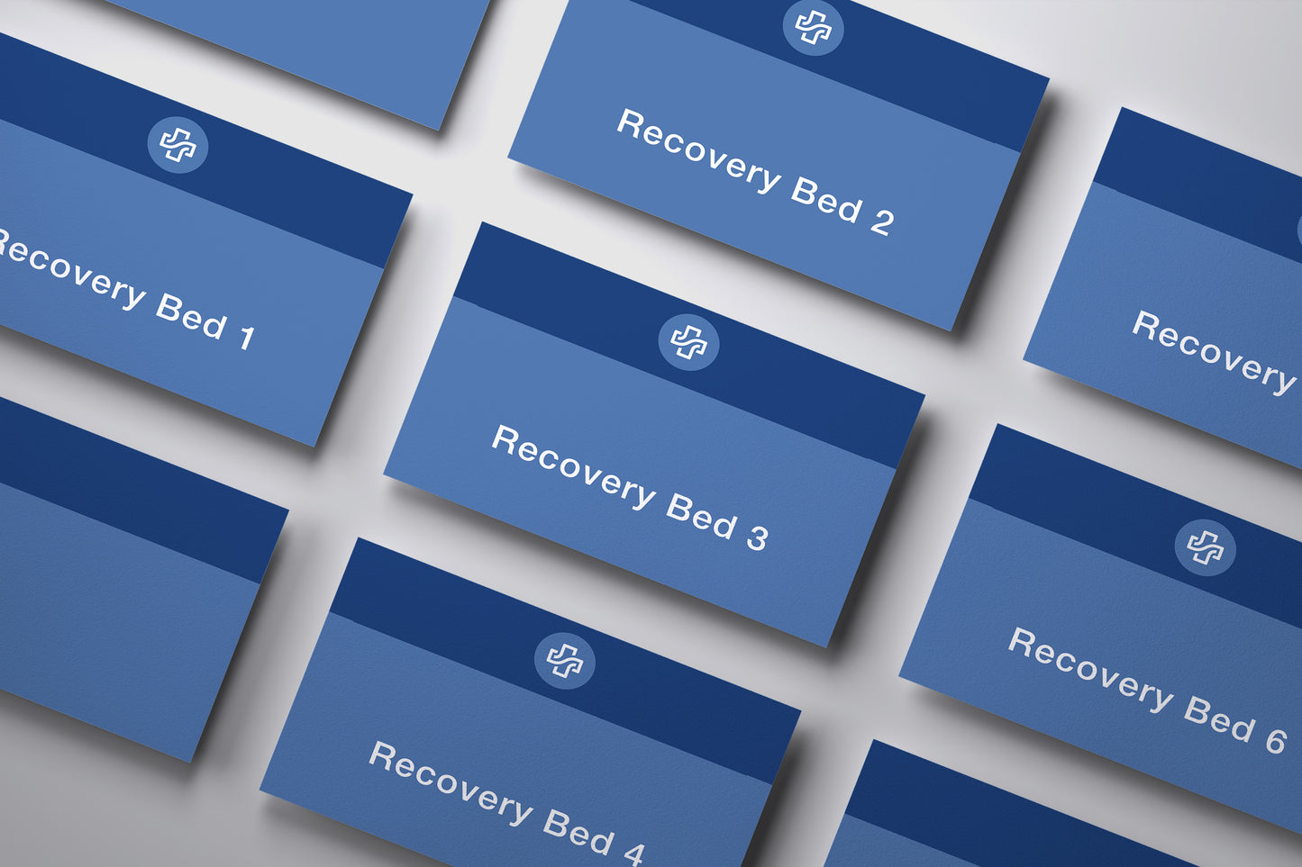 Signage Hospital Recovery Bed 1-6 Blue 20.9x14.9cm