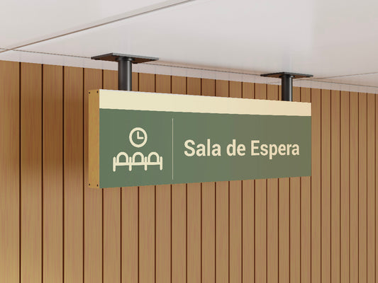 Signage Hospital Waiting Room Green 43.1x15.3cm