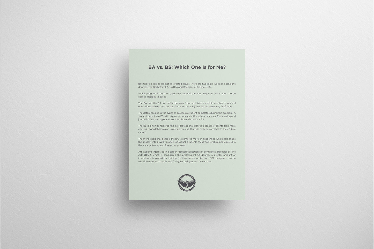 Print School Advice BA & BS 21.5x27.9cm