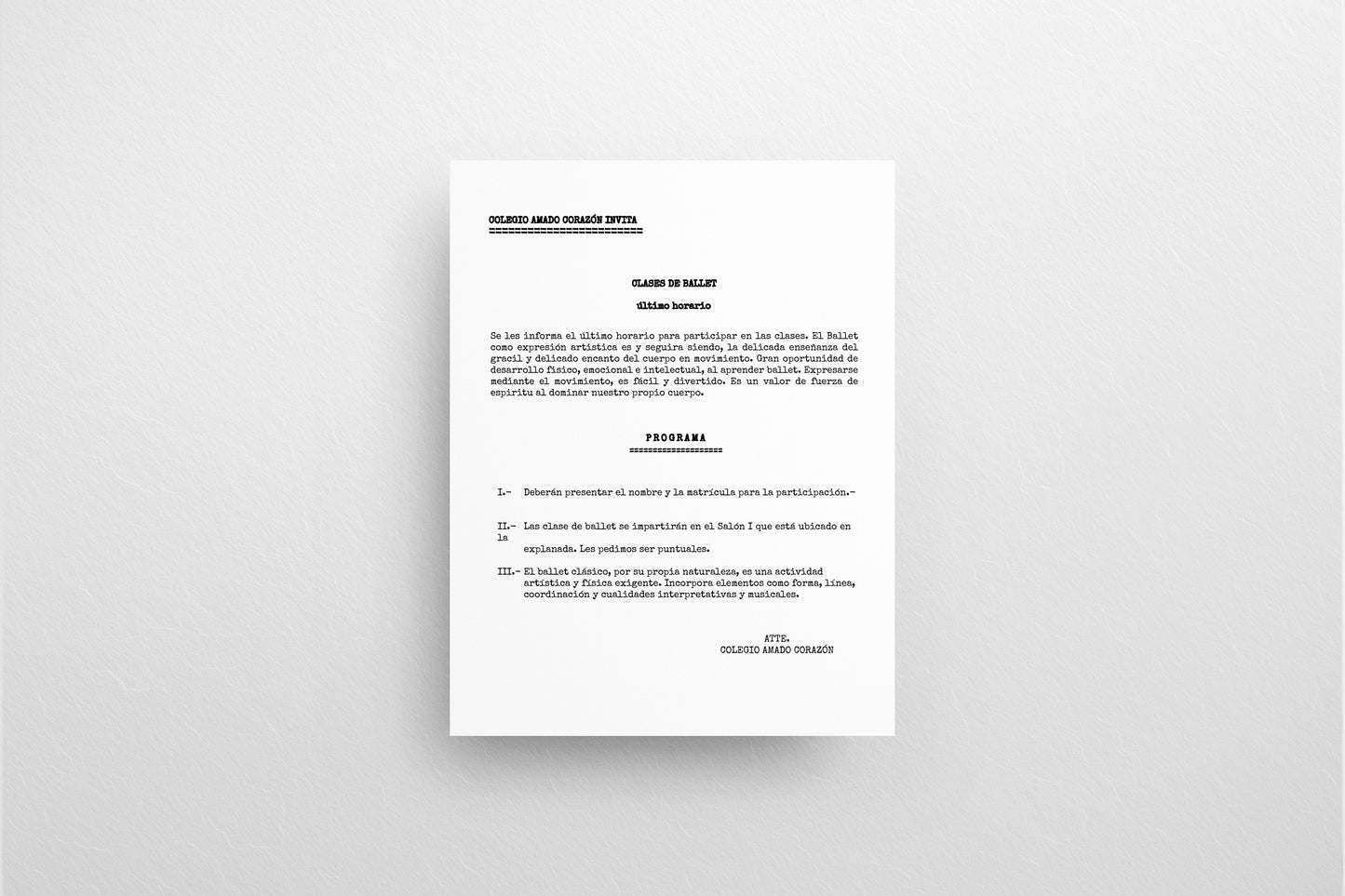 Print School Advice Ballet Classes 21.5x27.9cm