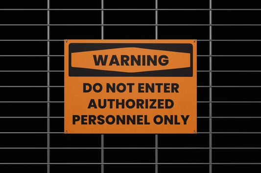 Urban Sign Warning Personnel Only Orange 45x32cm