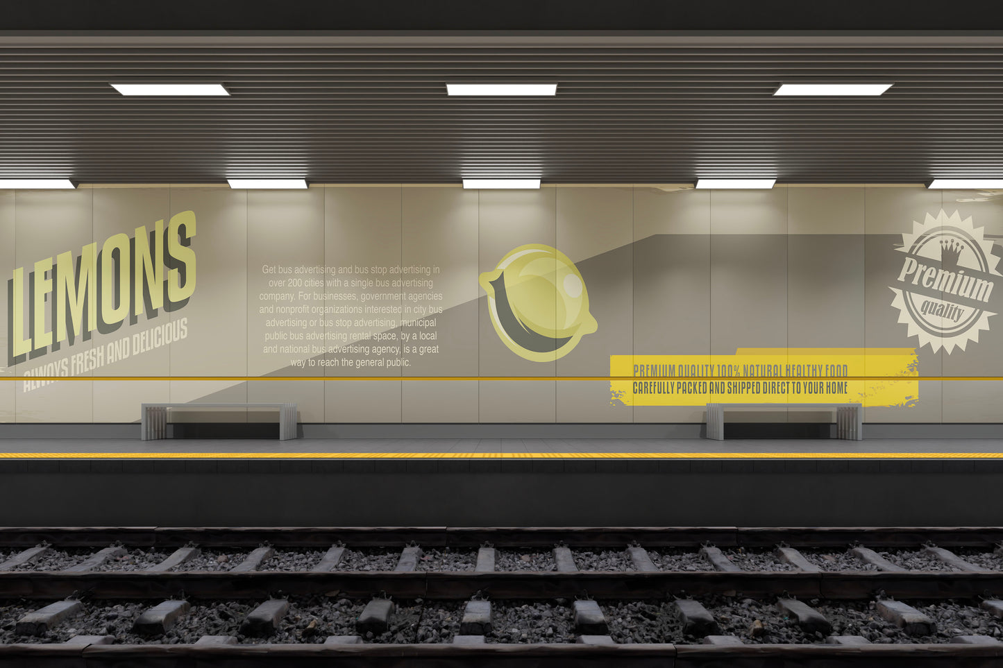 Sign Advertisement Lemons 139x24cm