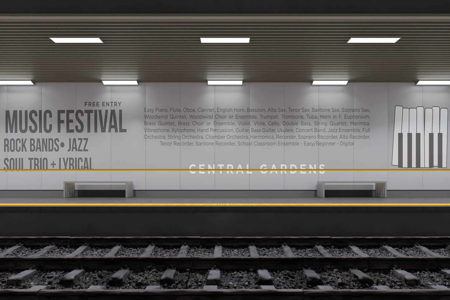 Sign Advertisement Music Festival 139x24cm
