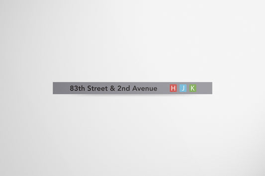 Signage Metro 83th Street & 2nd Avenue Grey 244x18.5cm