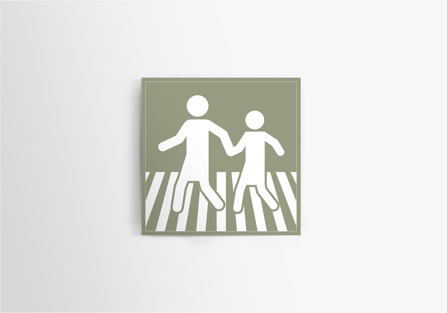 Urban Sign Bike Lane Pedestrian Crossing Green 30x30cm