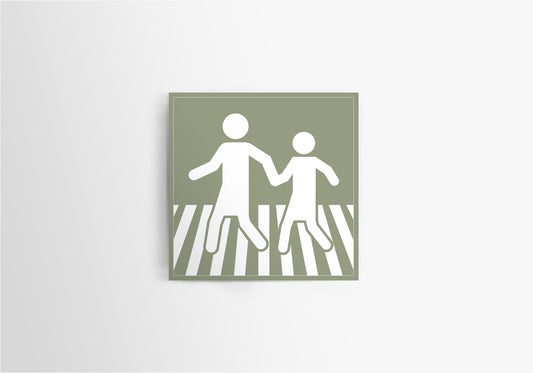 Urban Sign Bike Lane Pedestrian Crossing Green 30x30cm