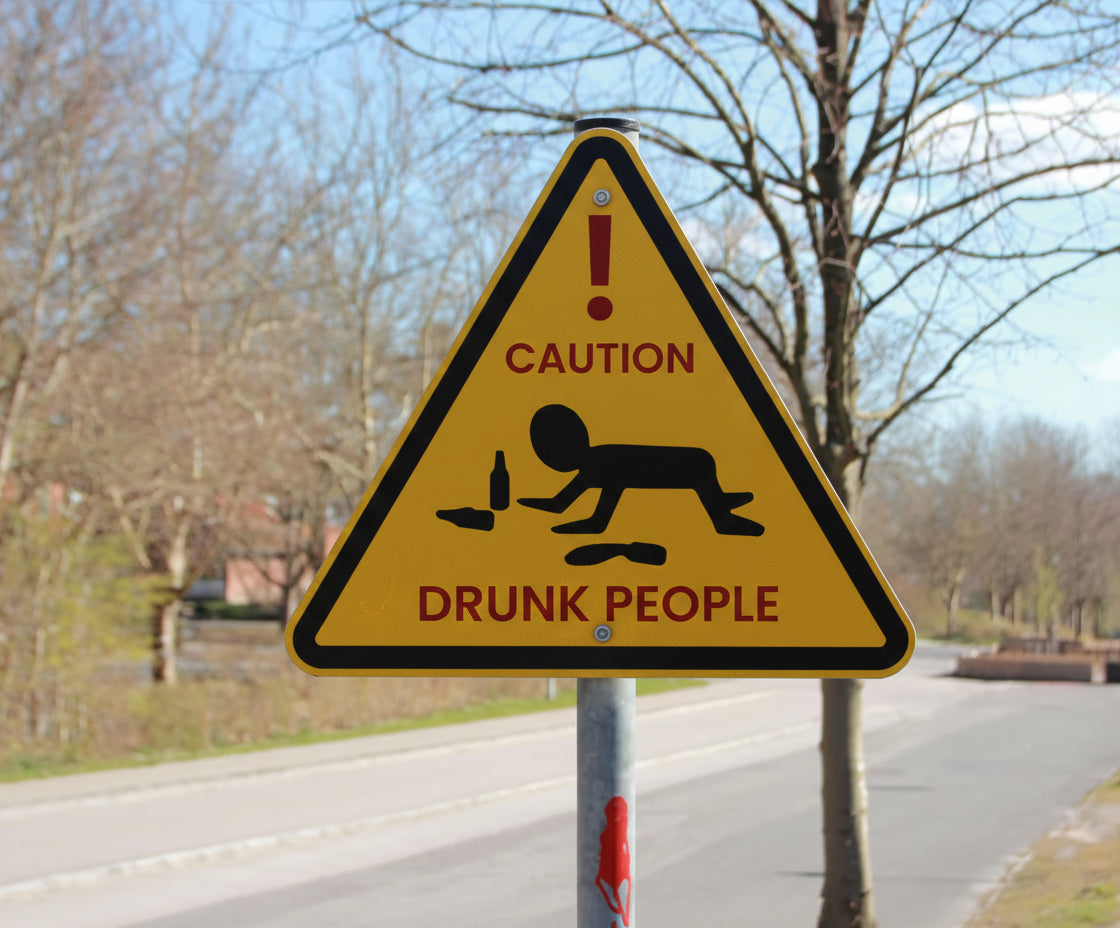 Urban Sign Caution Drunk People 30x25cm