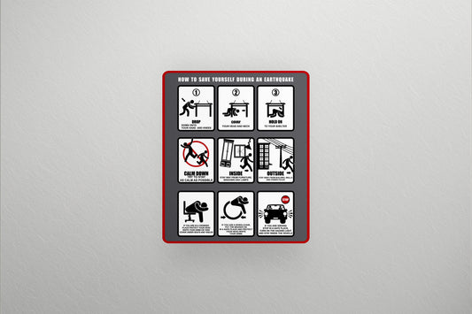Sign Earthquake Recommendations 34x40cm