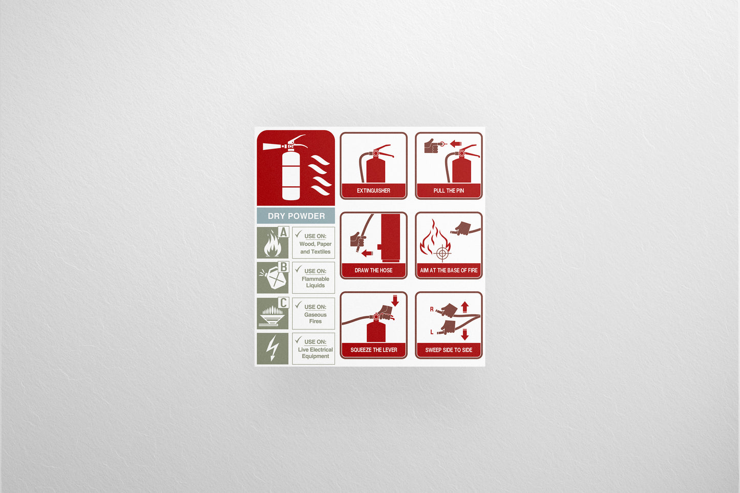 Sign Fire Extinguisher Instructions 24x25cm