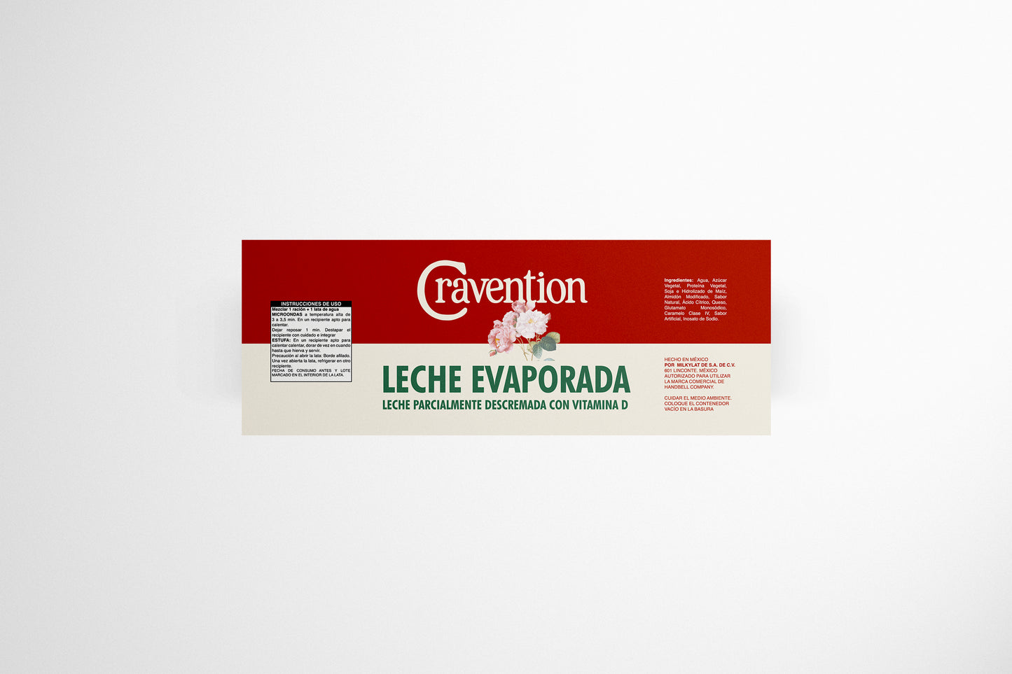 Packaging Food Leche Evaporada Cravention 25.4x9.4cm