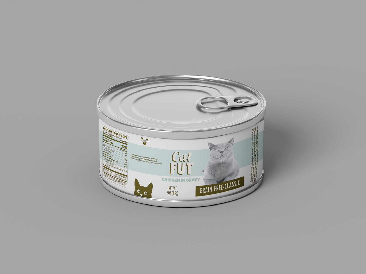 Packaging Pet Food Cat Fut Green Can 12x4cm