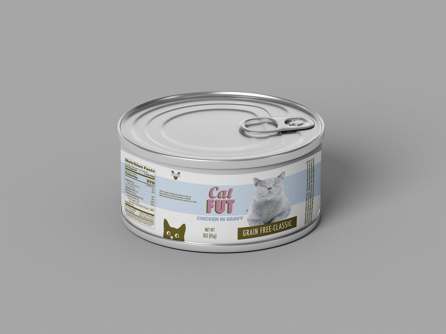 Packaging Pet Food Cat Fut Pink Blue Can 12x4cm