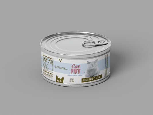 Packaging Pet Food Cat Fut Pink Blue Can 12x4cm