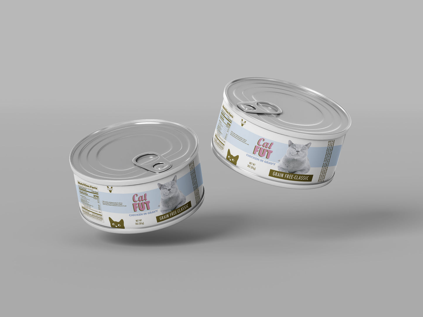 Packaging Pet Food Cat Fut Pink Blue Can 12x4cm