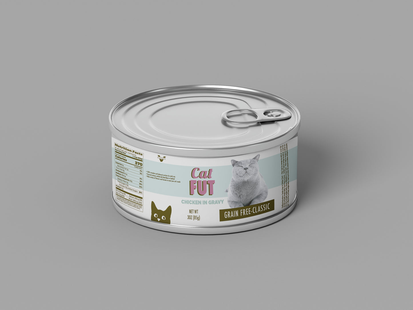 Packaging Pet Food Cat Fut Pink Green Can 12x4cm