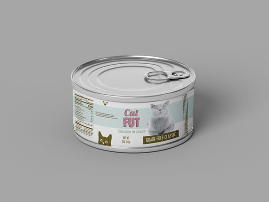 Packaging Pet Food Cat Fut Pink Green Can 12x4cm
