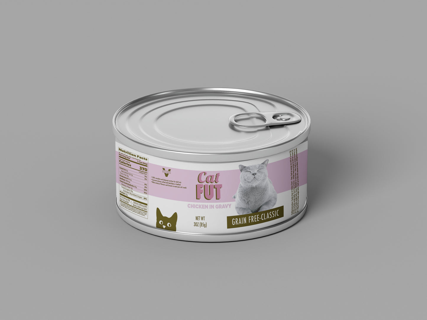 Packaging Pet Food Cat Fut Pink Rose Can 12x4cm