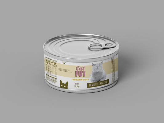 Packaging Pet Food Cat Fut Pink Yellow Can 12x4cm