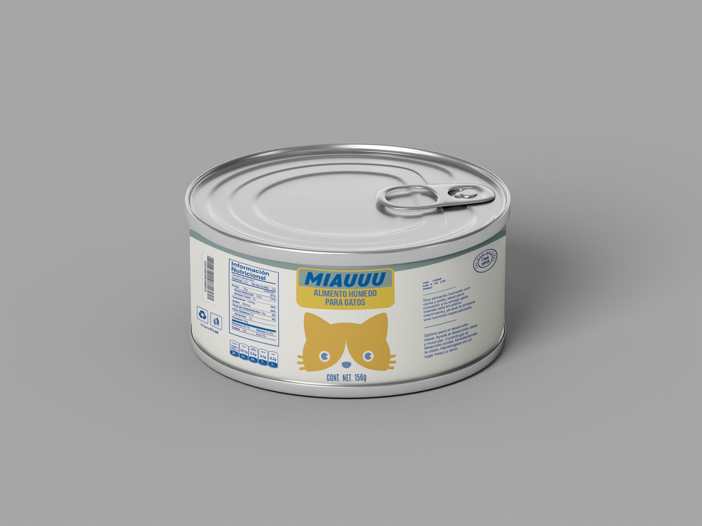 Packaging Pet Food Miauuu Green Cat Can 8.5x3.4cm