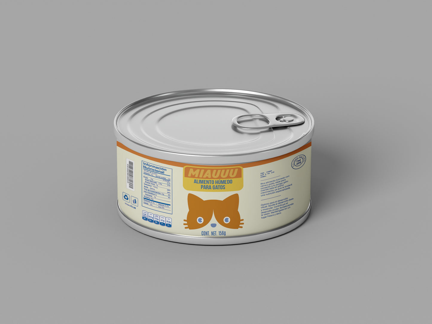Packaging Pet Food Miauuu Orange Cat Can 8.5x3.4cm