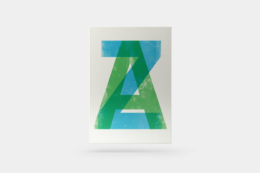 Print A Z Words Blue Green Pop Art 30x37cm