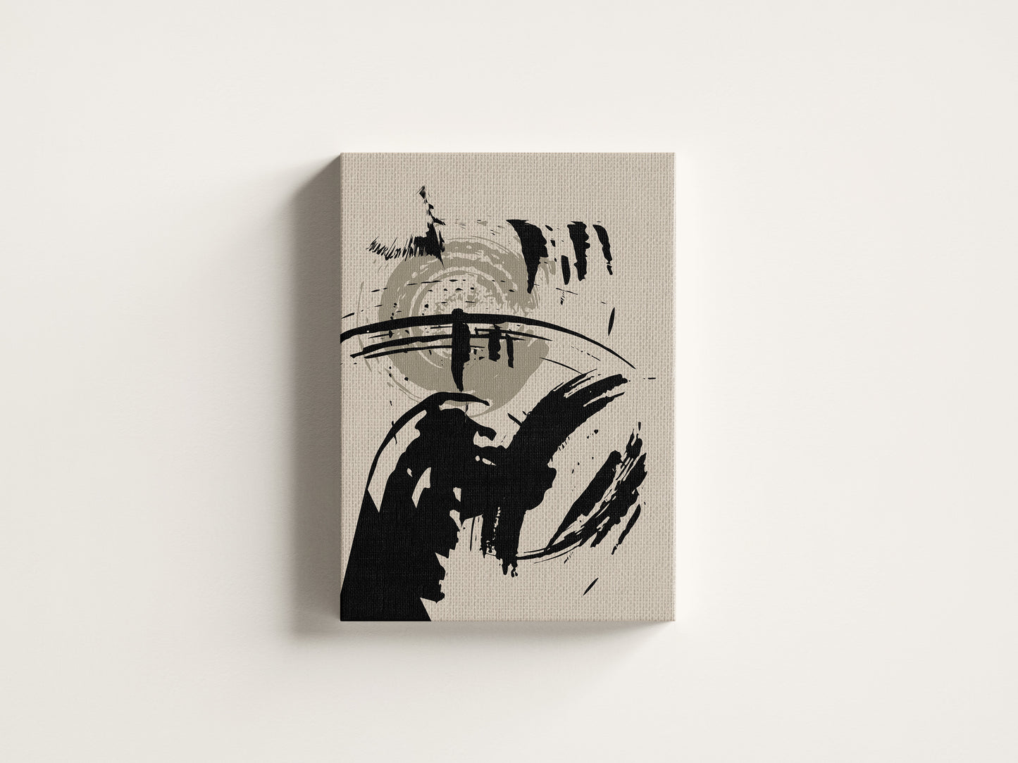 Print Abstract Big Black Brushstroke & Grey Paint 60x80cm