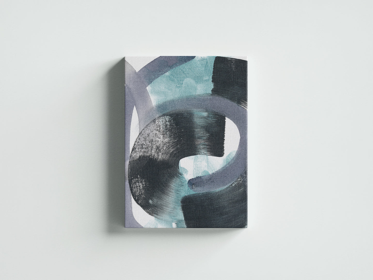 Print Abstract Big Brushstrokes Black Blue Paint 30x40cm