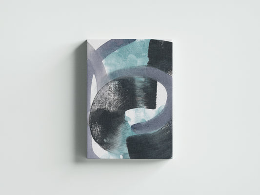 Print Abstract Big Brushstrokes Black Blue Paint 30x40cm