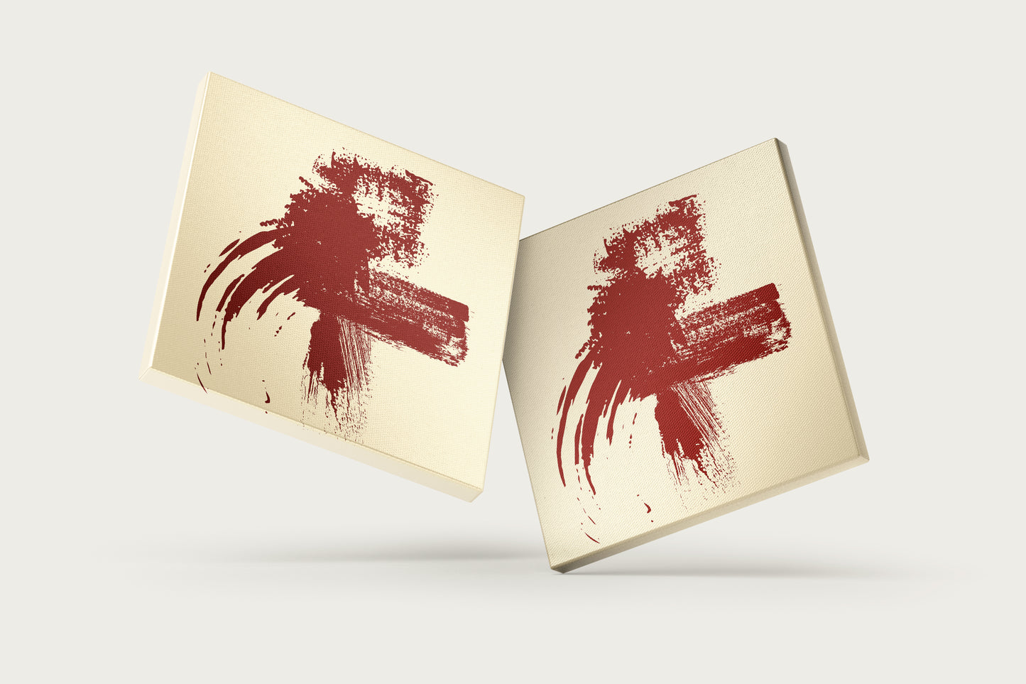 Print Abstract Brush Stoke Red Retro 60x60cm