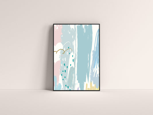 Print Abstract Pastel Brush Strokes 60x90cm