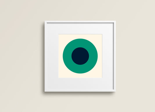 Print Abstract Circle Green & Blue Illustration 20x20cm