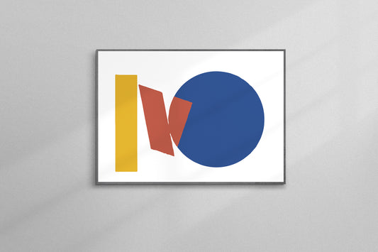 Print Abstract Circle Lines Blue Yellow Orange Red Illustration 90x60cm