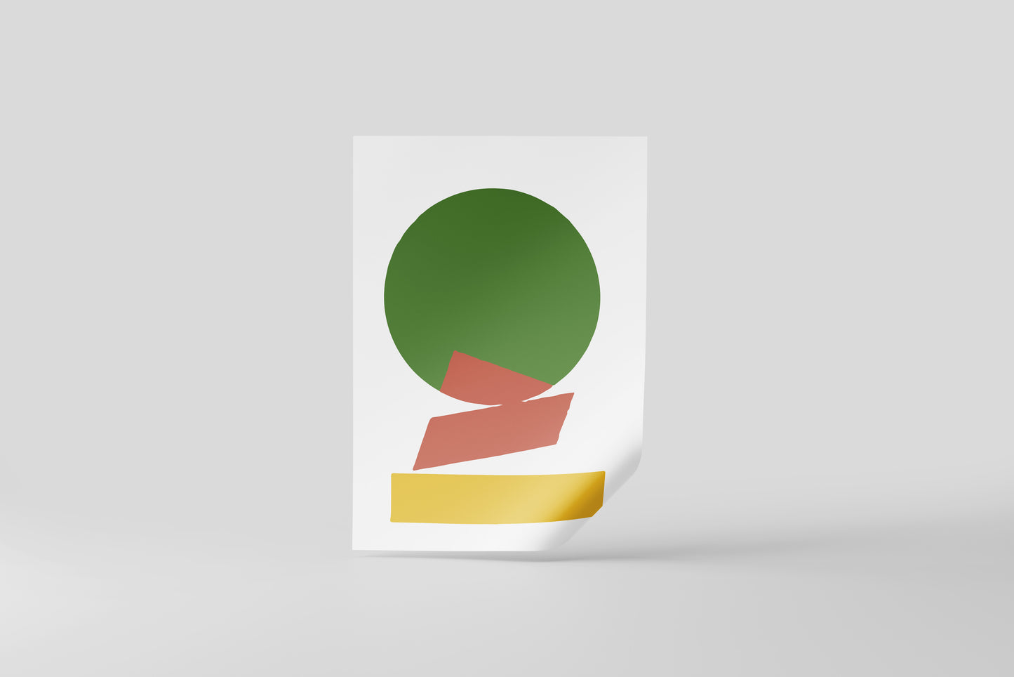 Print Abstract Circle & Lines Green Orange Yellow 60x90cm