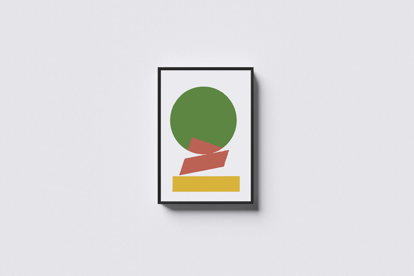 Print Abstract Circle & Lines Green Orange Yellow 60x90cm