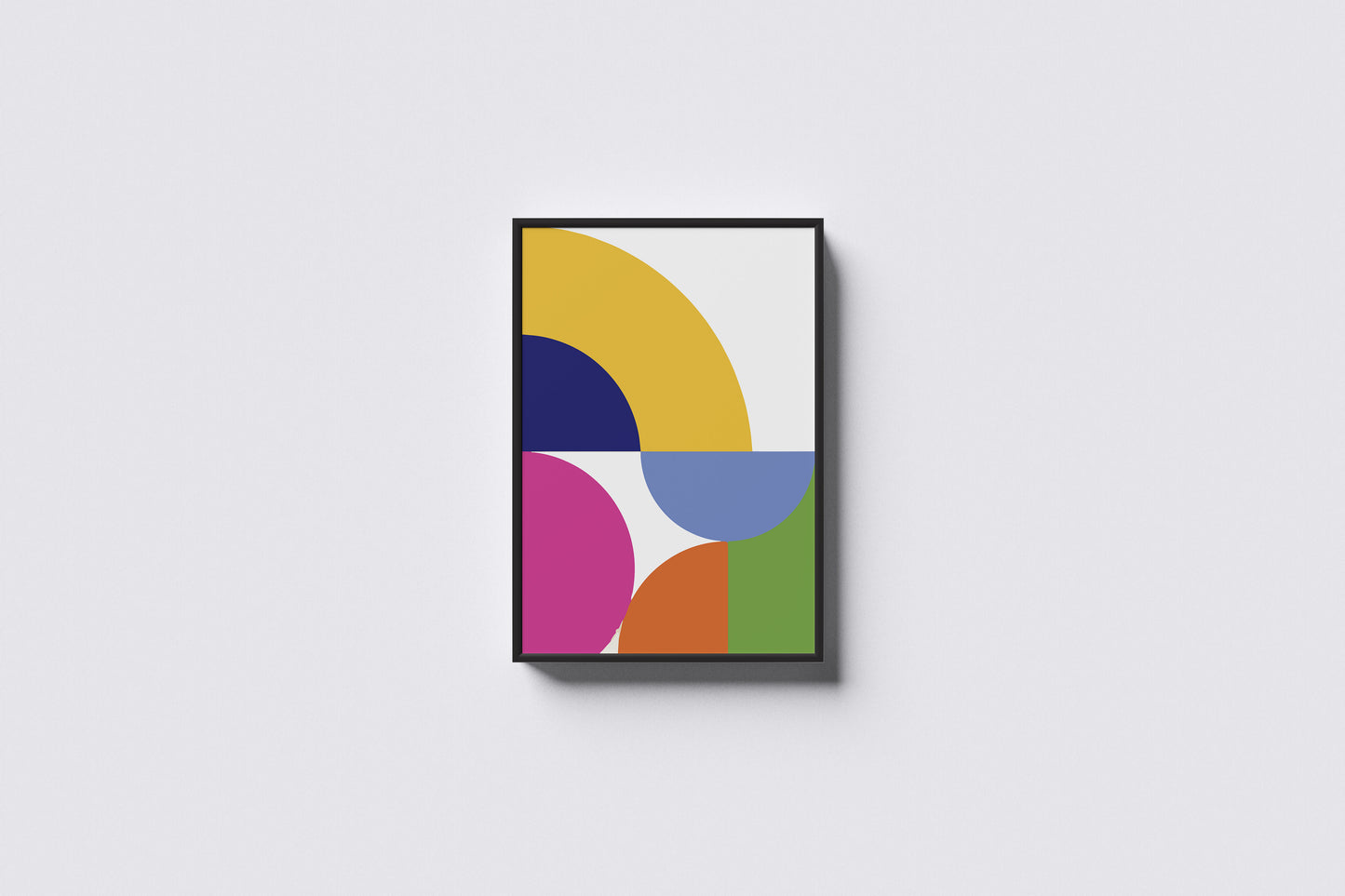 Print Abstract Circle Middle Circles Pink Yellow Green 60x90cm